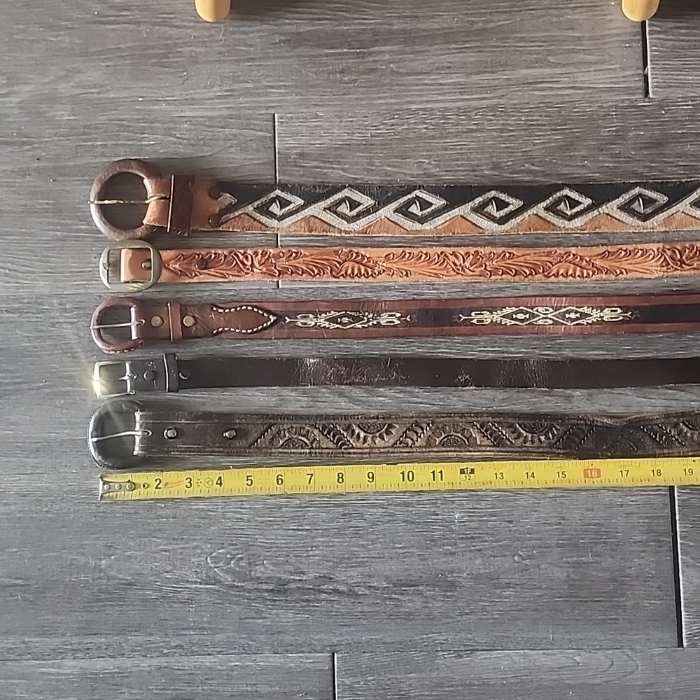 Lot of five vintage belts